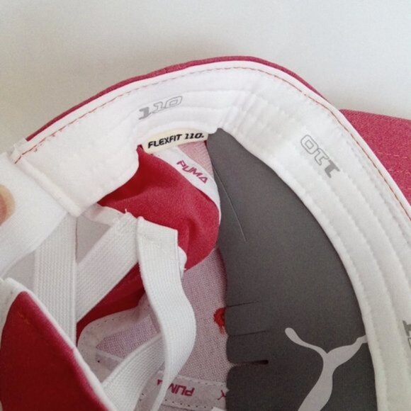 New PUMA Golf Pony P Stretch Fit Adjustable Women's Cap One Size Pink White - Picture 8 of 13